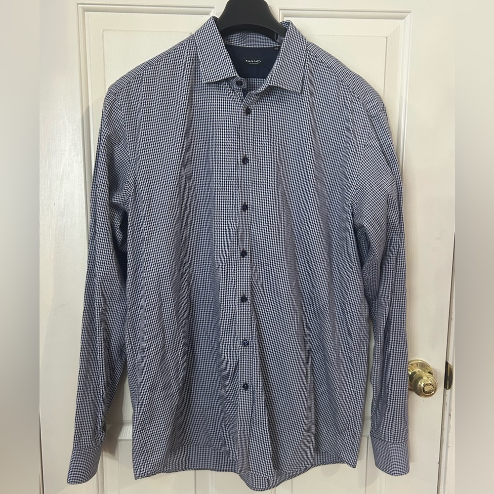 Sand Copenhagen Men’s Size 46 Houndstooth Check Shirt